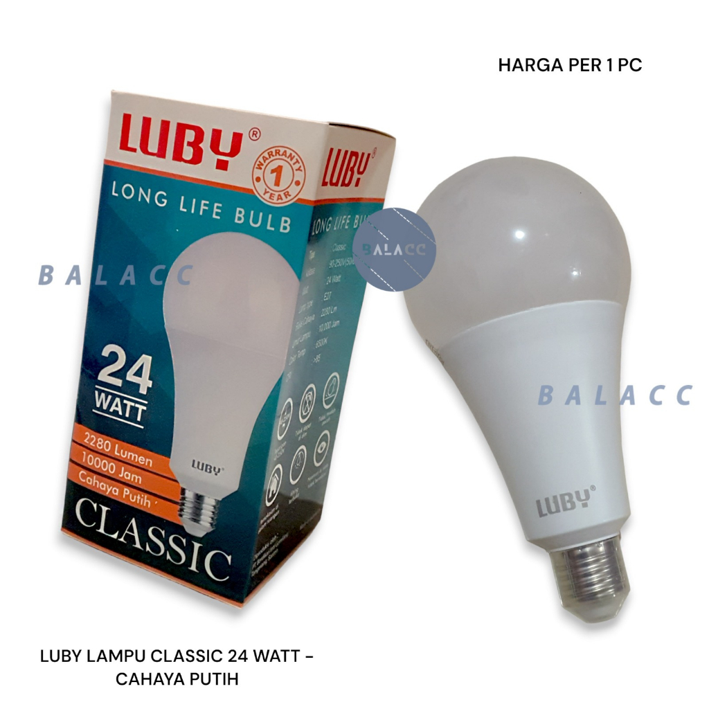 Lampu Led 24 Watt Bohlam Luby Classic Cahaya Putih