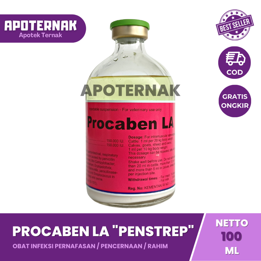PROCABEN LA 100 ml | Obat Infeksi Saluran Pernafasan Pencernaan Perkencingan | Seperti PENSTREP 400 Original