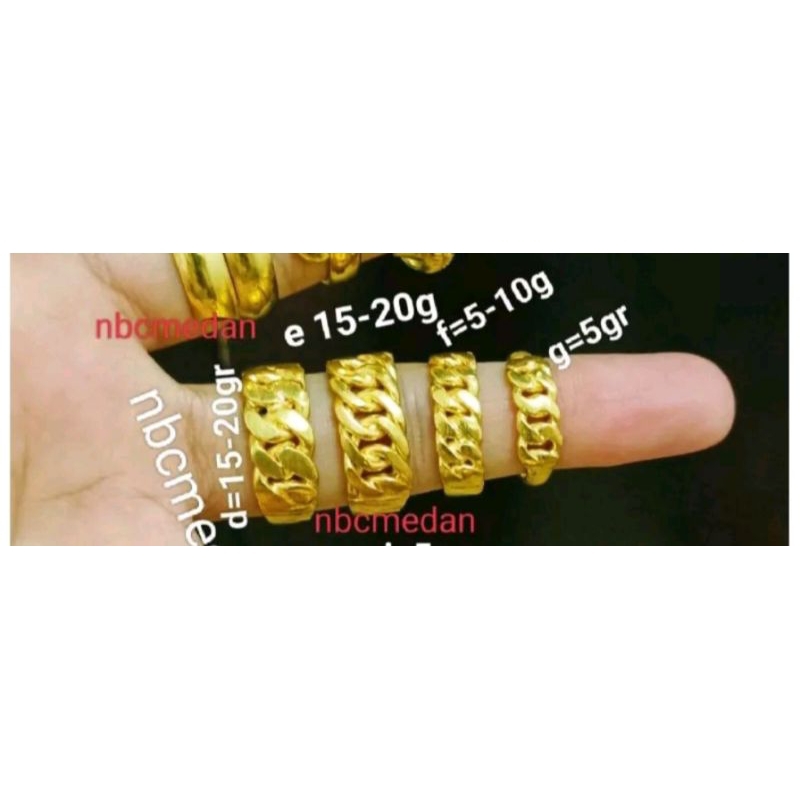 Cincin replika mas kualitas Golden,ada kode Gdn dalam cincin,awet tahan lama(7x dilapis cairan emas)