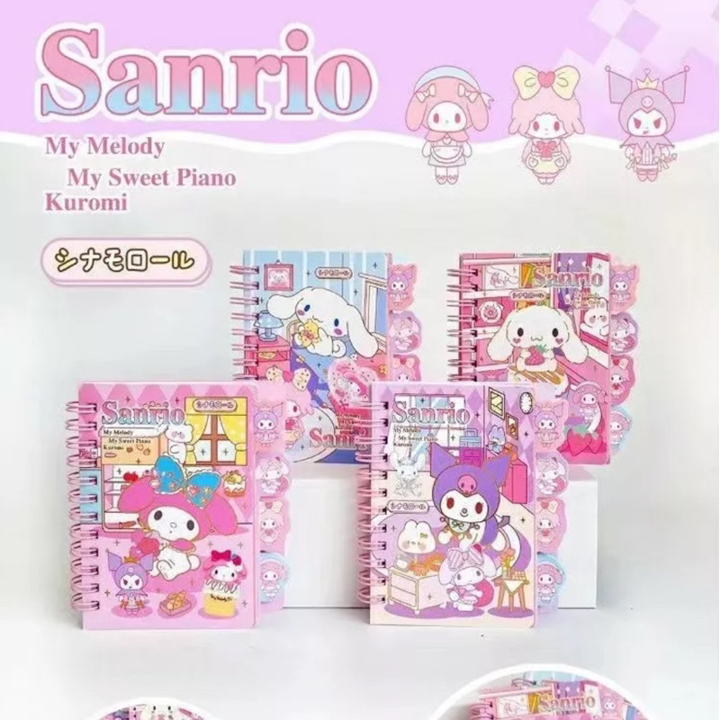 

Delunashop Notes book Sanrio Kawaii Notebook Separator loose-leaf notes book ring mini book mini notes book