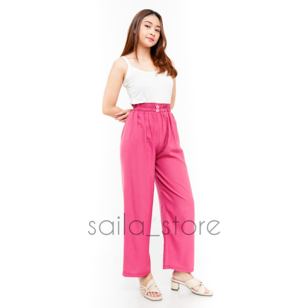 KULOT CRINKLE AIRFLOW Premium 2 Kancing Loose Pants Big Size Celana Panjang Highwaist Wanita Kekinian