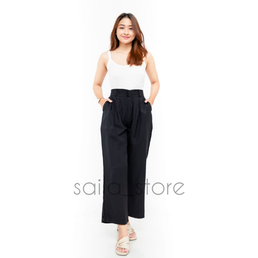 Celana Panjang Wanita Kulot Crinkle Highwaist Terbaru || Celana Kerja Kantor Wanita || Loose Pants Jumbo Kekinian