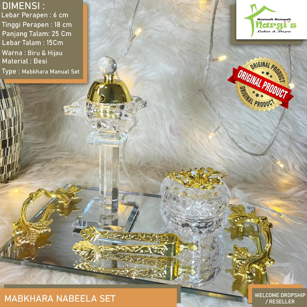 Mabkhara Set Kristal Cermin/Tempat Dupa/Bukhour/Bakhoor/nabeela set