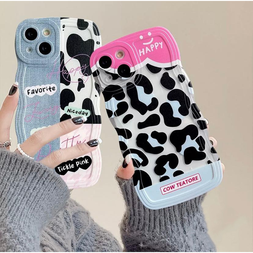 [ TPC ] Soft Case COW &amp; JEANS For iPhone7 8 Plus X XS MAX XR 11 12 13 14 PRO MAX PLUS - IP076