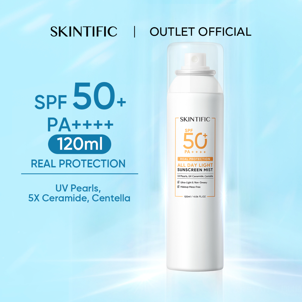 ★ BB ★ SKINTIFIC All Day Light Sunscreen Mist SPF50 PA++++ | Sunscreen Spray Anti UV Wajah/Body Spray 50ml