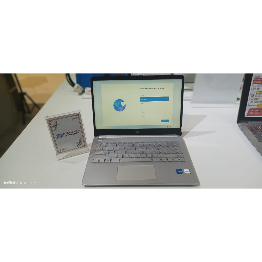 LAPTOP HP 14 INTEL I5 1135G7 16GB 512GB IRIS XE 14HD WIN11HOME SILVER ORIGINAL TERLARIS