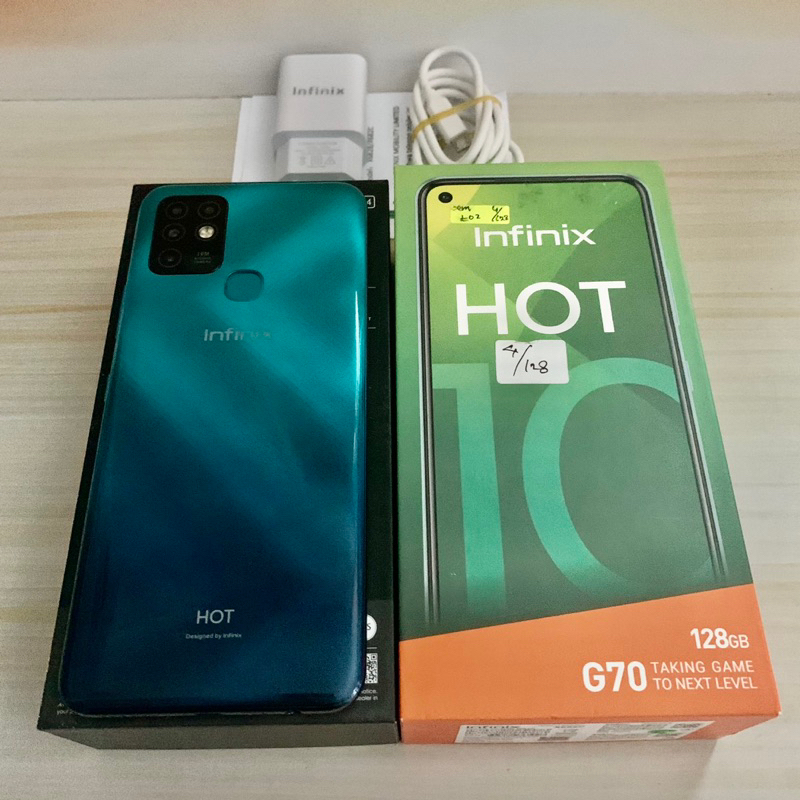 Infinix Hot 10 ram 4GB 128GB Ocean Wave Bekas - Mulus - Garansi Resmi - second