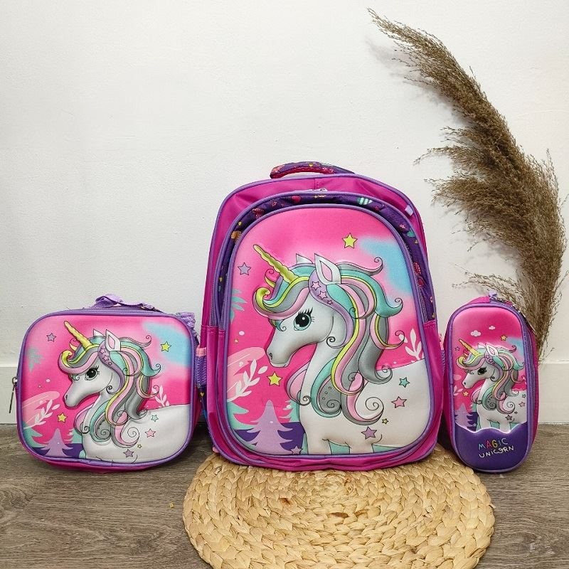 (COD) Vyctoria VOS555 Tas Ransel Anak Sekolah Karakter Lucu 3in1 Import JT555 555