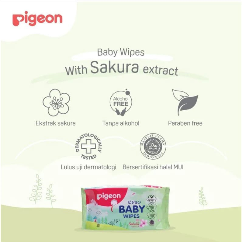 PIGEON Baby Wipes Sakura 50's (tidak pakai gratis)