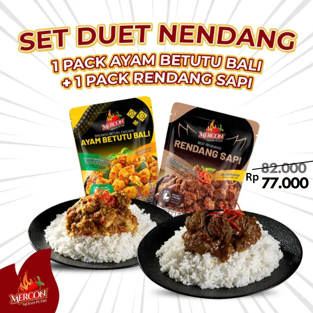 

MERCON MERAH PUTIH - SET DUET NENDANG AYAM BETUTU + RENDANG