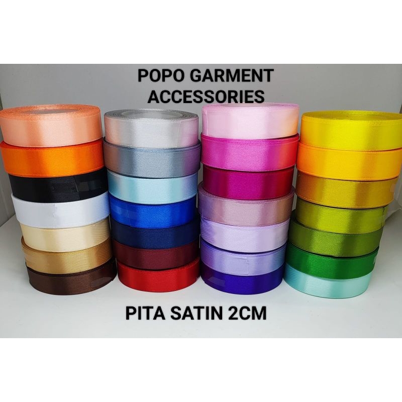 PITA SATIN UKURAN 2CM / 3/4 INCH ( PER ROLL)