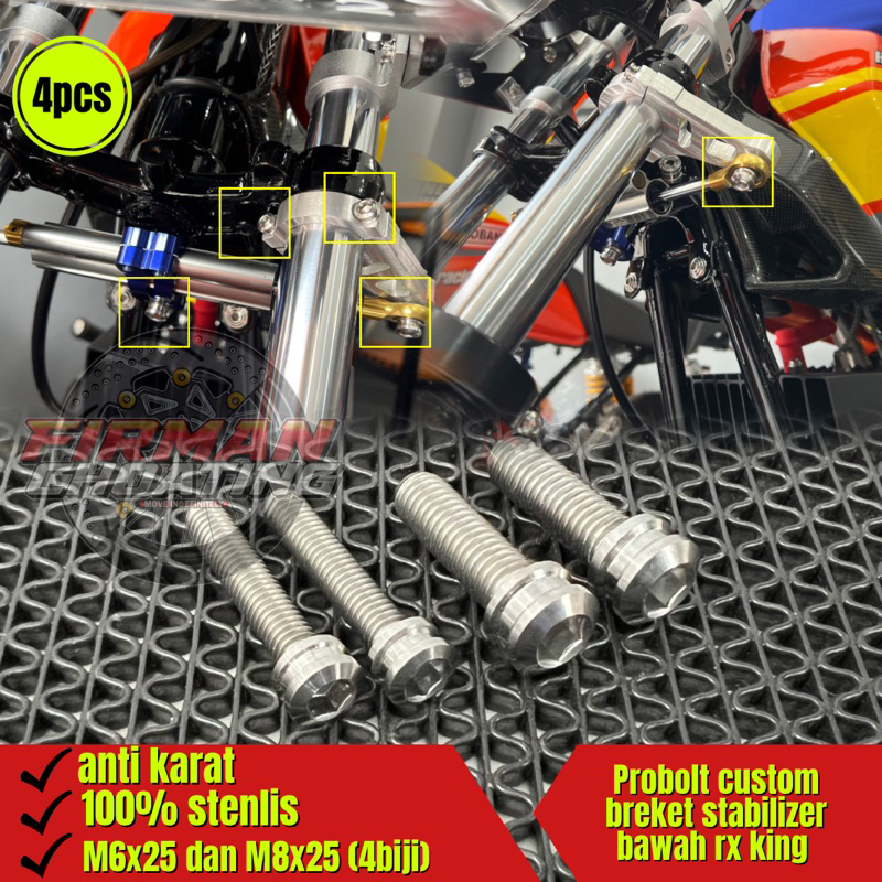 Probolt baut custom breket stabilizer bawah rx king (Harga 4biji)