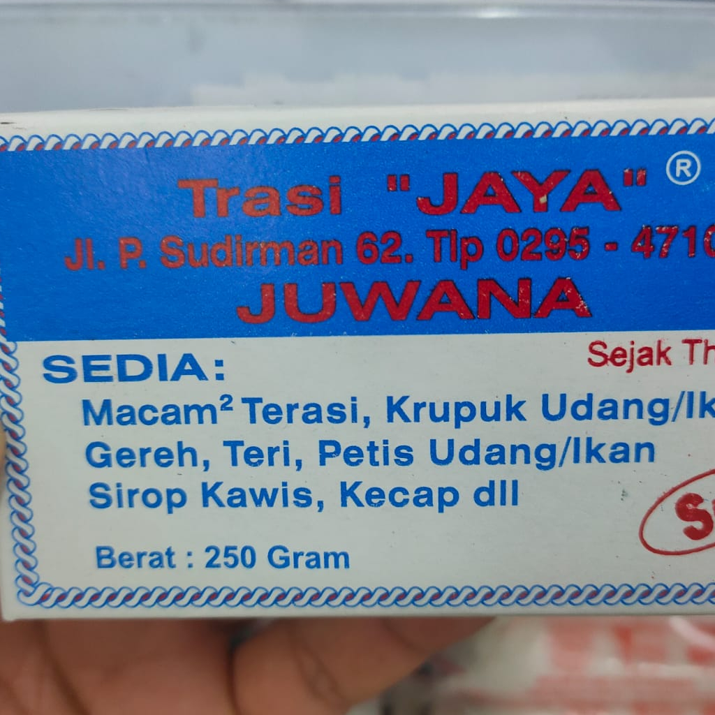 

Terasi / trasi Udang Rebon Merk Jaya Asli Juwana nett 250gram