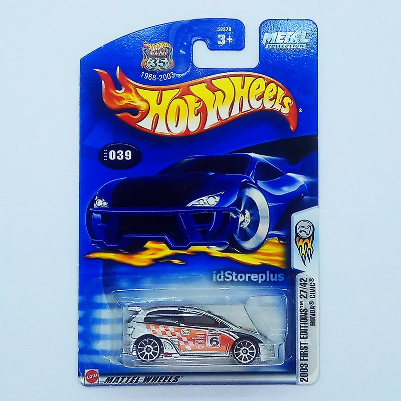 Mainan Anak Diecast Mobil Hot Wheels HONDA CIVIC Si Silver 2003 First Editions 27/42 Collector 039
