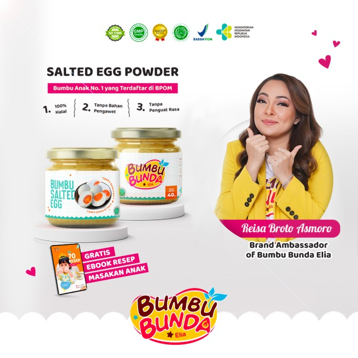 Bumbu Bunda Elia Salted Egg Powder Bumbu Telur Asin Bubuk Non MSG Non Pengawet / Bumbu Anak / Bumbu MPASI / Kaldu MPASI