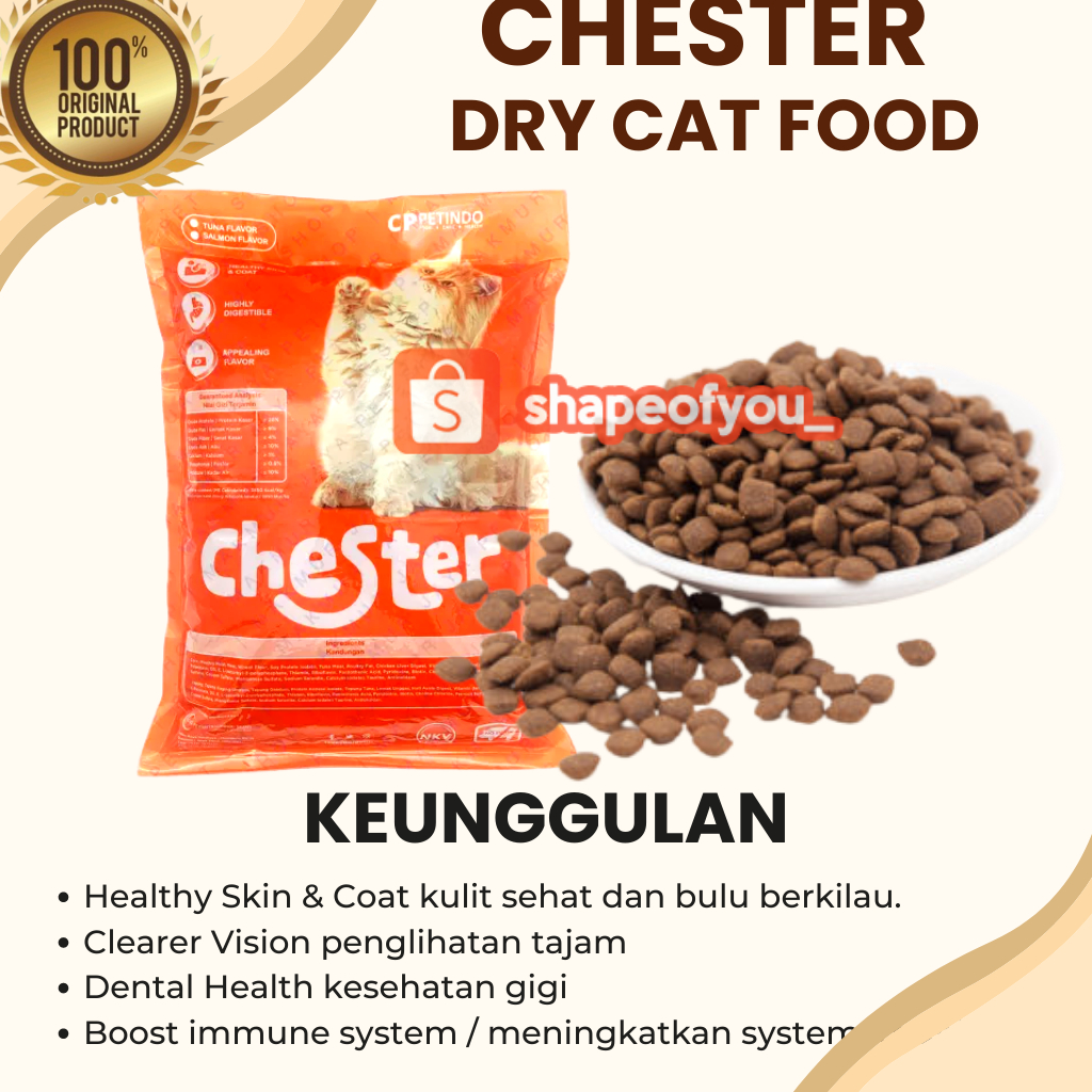 Chester 1kg Tuna Kitten Dry Cat Food Makanan Kucing Kering 800gr