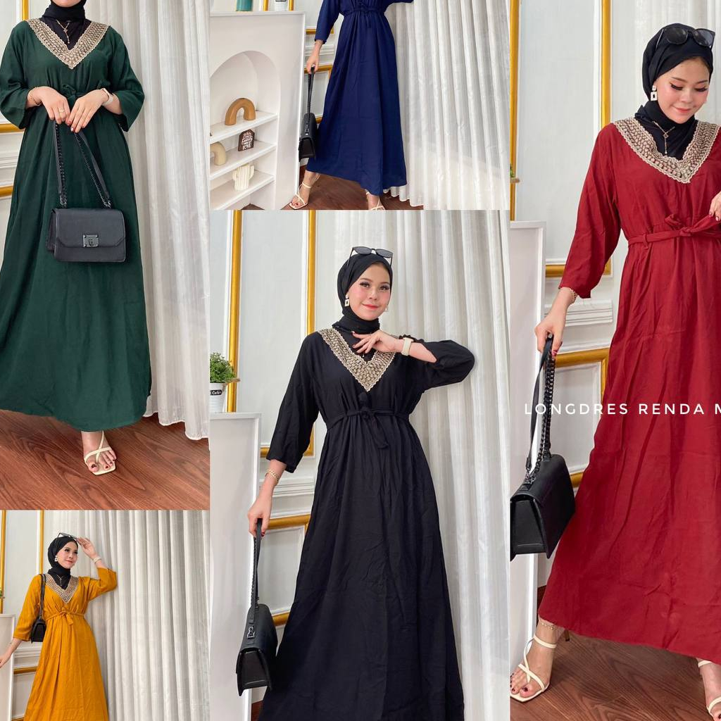 Gamis Wanita Bahan Rayon Motif Polos Resleting Depan Fashion Terbaru Cuci Gudang