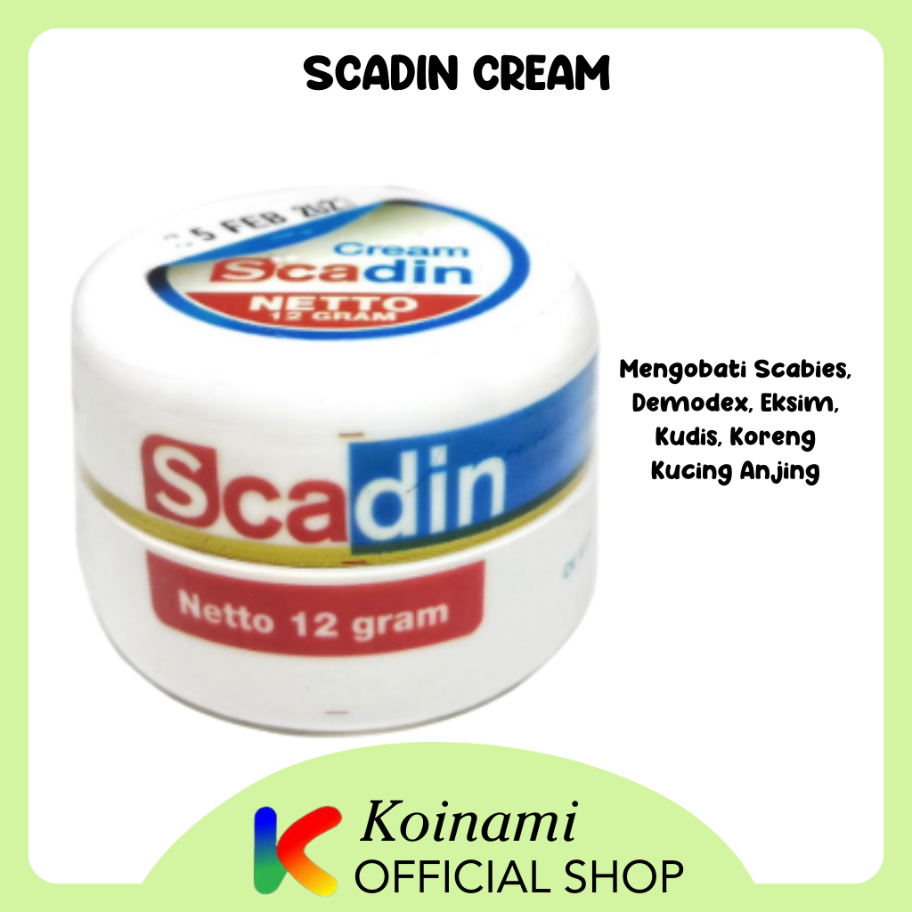 SCADIN CREAM SCABIES, DEMODEX, EKSIM, KUDIS, KORENG UNTUK KUCING ANJING HEWAN LAINNYA