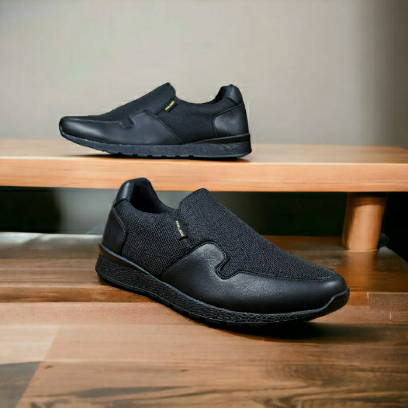 MATTIH Sepatu Formal Pantofel Slip On Pria Selop Kerja Kantor Hitam