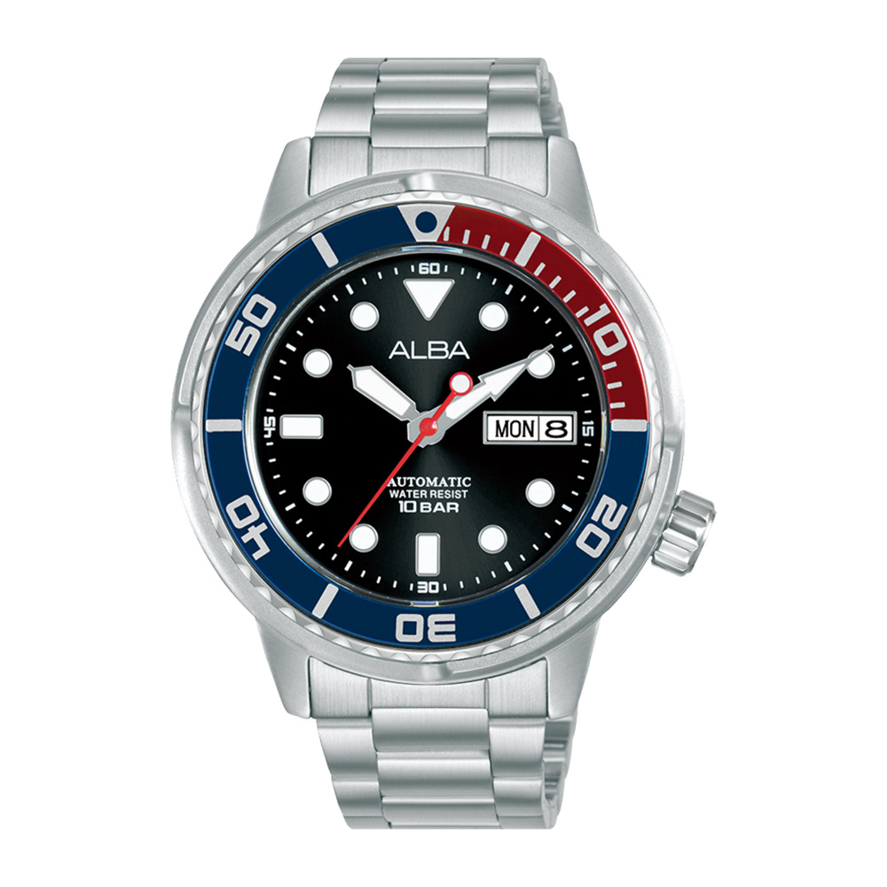 Alba AL4247X1 Automatic Pepsi Bezel Stainless Steel - Jam Tangan Pria