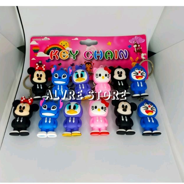 6Pcs Gantungan Kunci Kartun Disney Baju Hoodie Lucu Aksesoris import