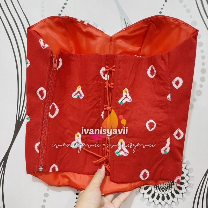 Kamisol Motif Jumputan - Warna Merah