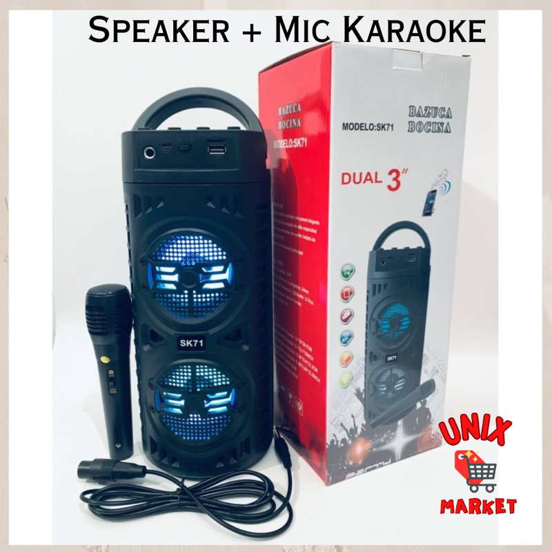 Speaker SK-71 + MIC Bluetooth Karaoke Portable Dual 3 Inch WIRELESS SPEAKER BASS SK71 SPEAKER PORTAB