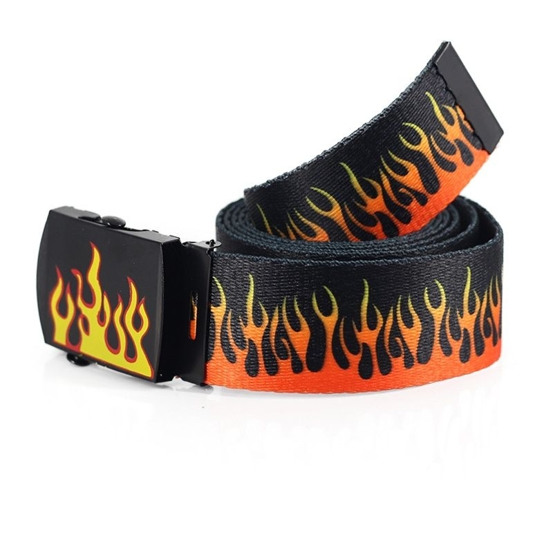 Ikat pinggang belt fire import/ sabuk fire api ootd unisex/ ikat pinggang full print