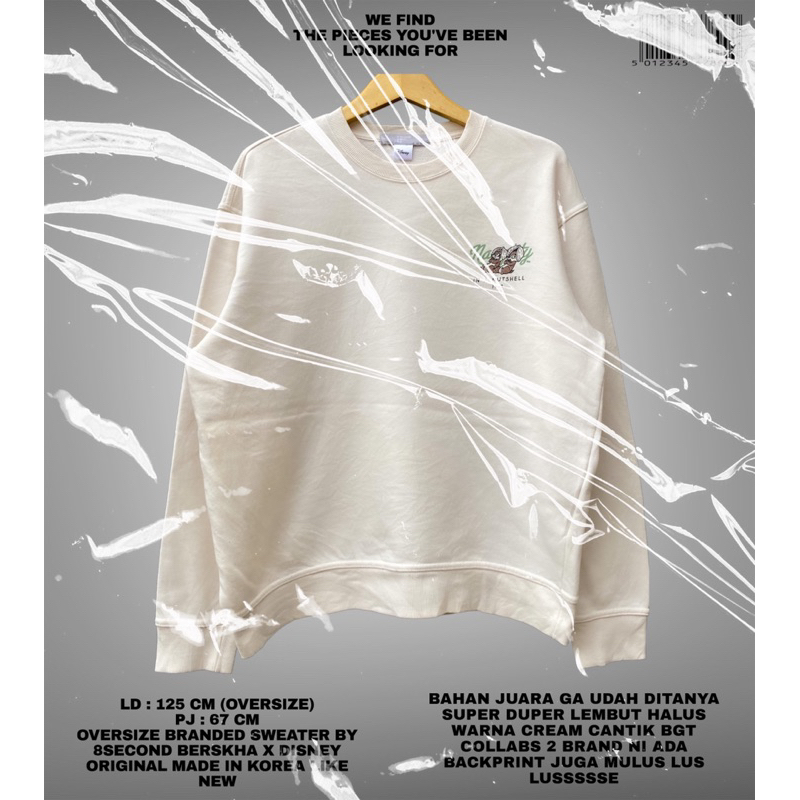 DISNEY X 8SECOND BERSKHA ORIGINAL/CHIP & DALE DISNEY ORIGINAL/BRANDED SWEATER/CREAM SWEATER/BRANDED 