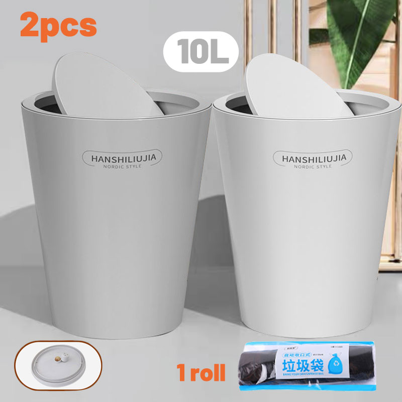 2PCS 10L Goyang Tutup Tempat Sampah Swing Bin Untuk Dapur Nordic Style Tempat Sampah Kamar Tidur Tempat Sampah Tempat Sampah dengan Penutup