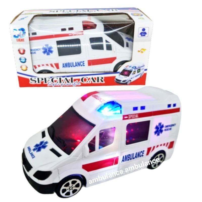 mainan mobil ambulance lampu 3d dan sirine