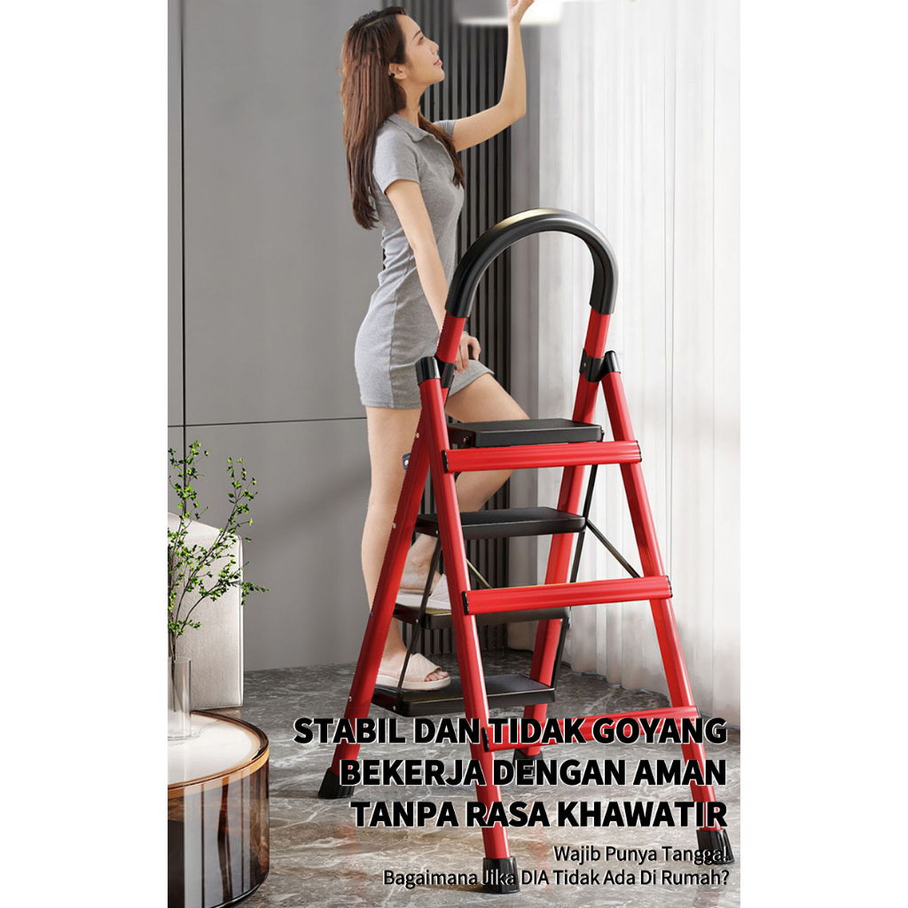 4 Step Tangga Rumah Lipat Tangga Besi Lipat Household Steel Ladder / Baja Karbon Tangga Lipat