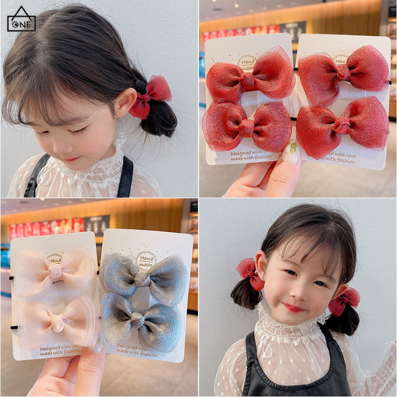 COD❤️2pcs/set Jepit Rambut Pita Kupu-kupu Anak Gadis Perempuan Glitter Lucu Gaya Korea Import Hair clip