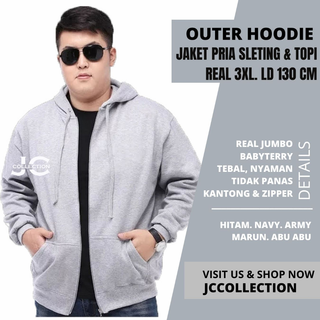 Jaket Resleting Pria Big Size Jumbo Julius 3XL -JCCollections