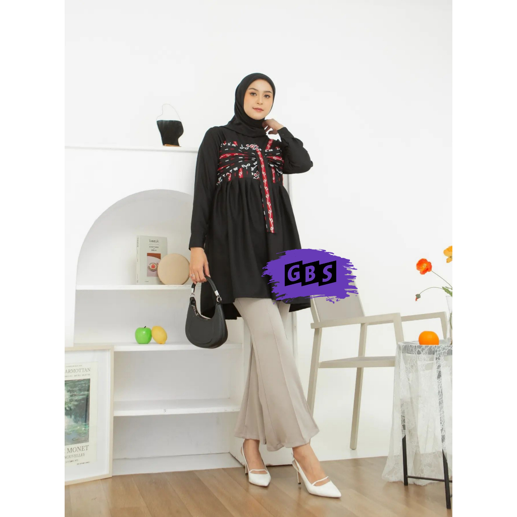 Tunik Batik Wanita Modern M L XL XXL Jumbo Batik Tunik Seragam Kerja Kantor