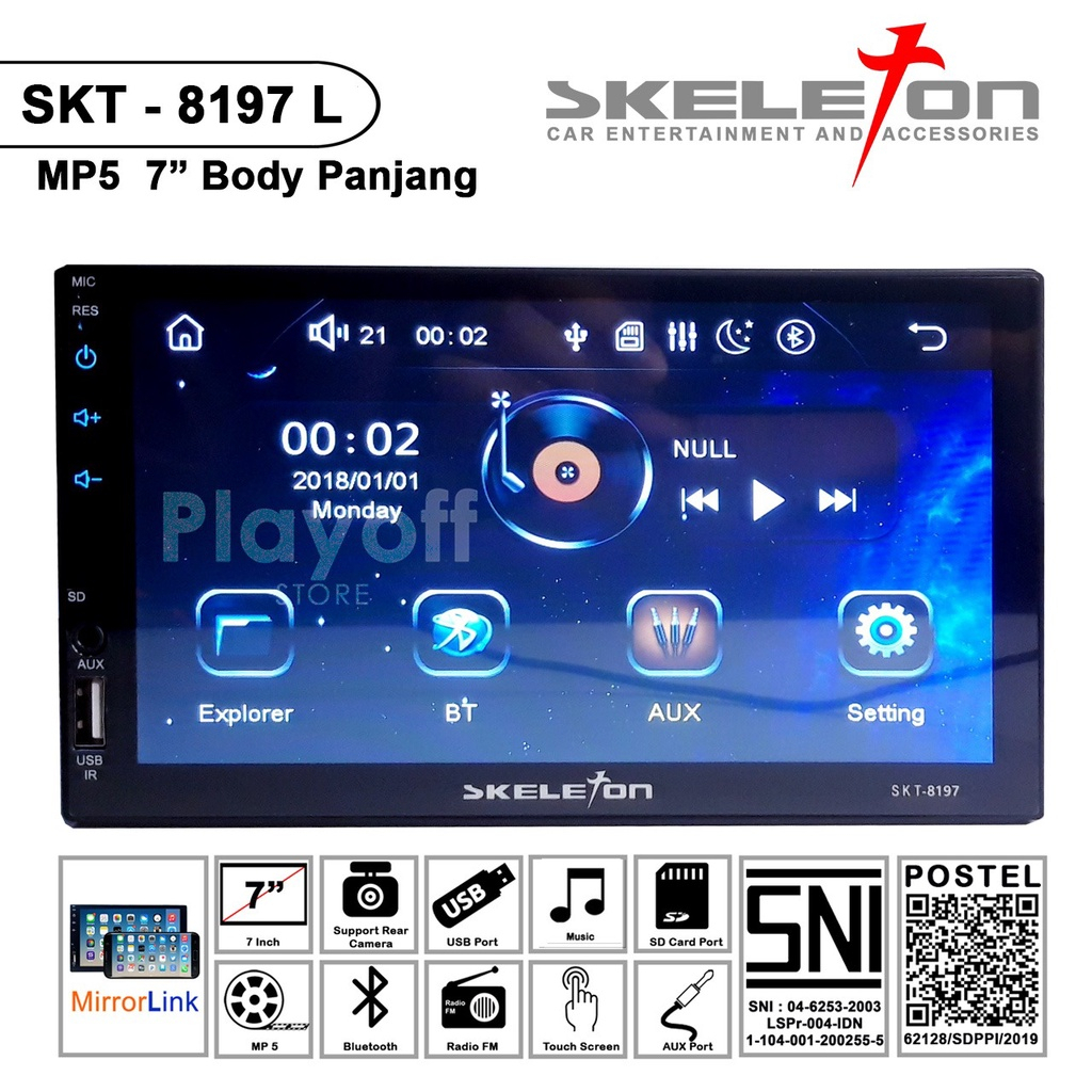 Double Din Skeleton SKT-8197 Full Touch Panel 7 Inch TV Mobil Head Unit Universal Support Mirrorlink