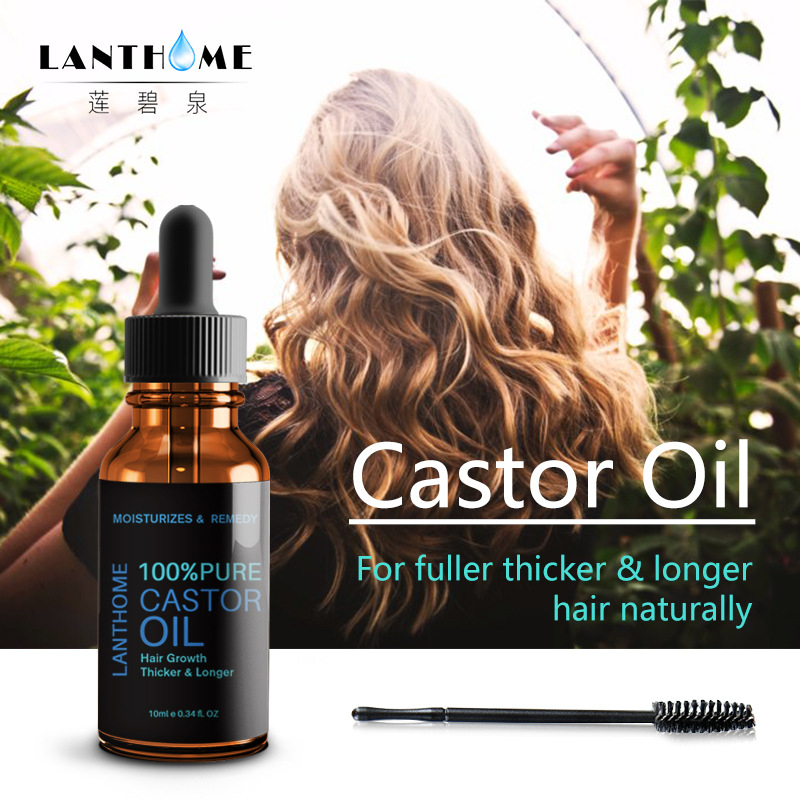 LANTHOME Castor Oil Penumbuh Bulu Mata dan Alis 10ml 7 Hari Penebal Pemanjang Bulu Mata dan Alis Perawatan Bulu Mata