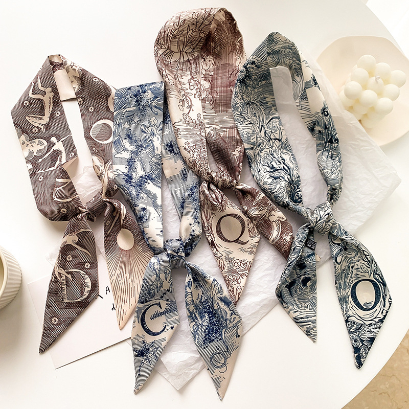 SYAL LEHER PANJANG TWILLY SHAWL TAS BAG SELENDANG LONG KAIN LEMBUT SATIN SILK HURUF LETTER NECK SCARF KOREA KOREAN HANDBAG