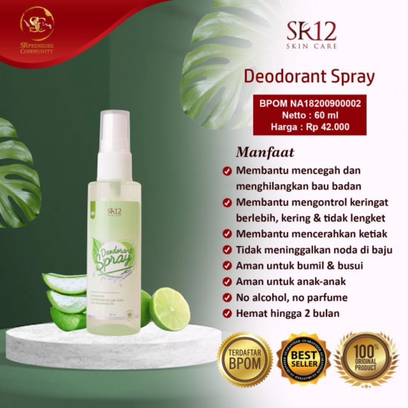Deo SR12 / Deodorant SR12 / Deo Reguler SR12 / Deo Alami / Deo Non Alkohol / Deo Penghilang Bau / De