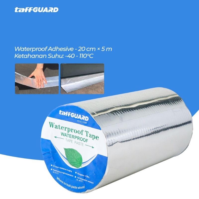 TaffGuard Lakban 20 cm x 5 m Aluminium Foil Super Adhesive Duct Tape Waterproof Tahan Air Anti Bocor