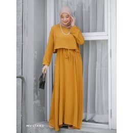 Gamis Maxi Dress Andin Matt Crinkle Airflow Premium Rompi Bisa Dilepas