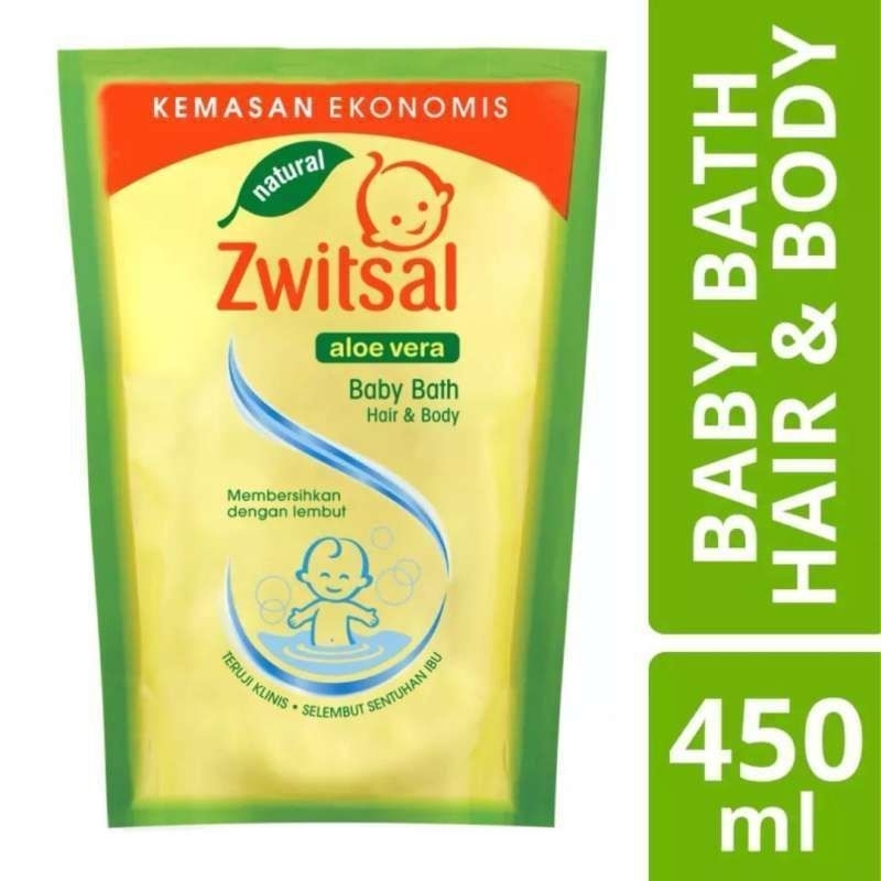 Zwitsal Baby Bath Hair &amp; Body 2 in 1 Aloe Vera Refill 450ml Sabun Mandi Bayi