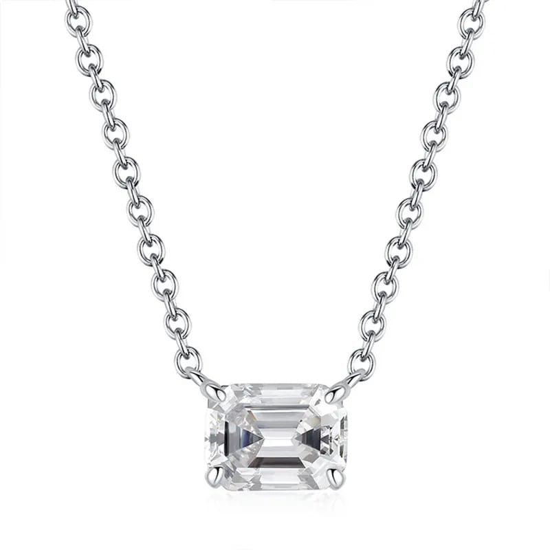 100% asli moissanite -Kalung 1carat Emerald Cut Pendant Moissanite Diamond Necklace