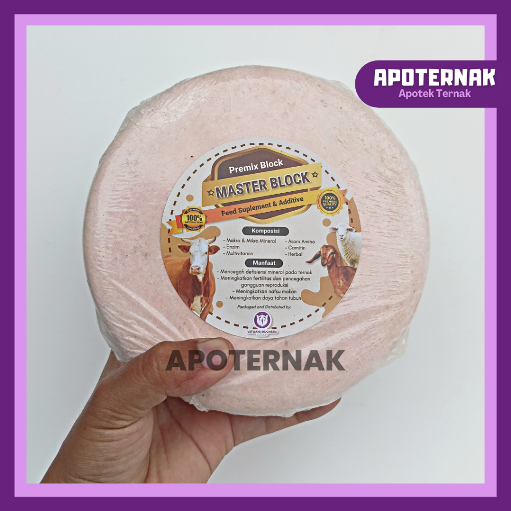 MASTER BLOK 1.5 kg | Mineral Blok Berkualitas Untuk Sapi Kambing Domba | 1.5 kg | Apoternak