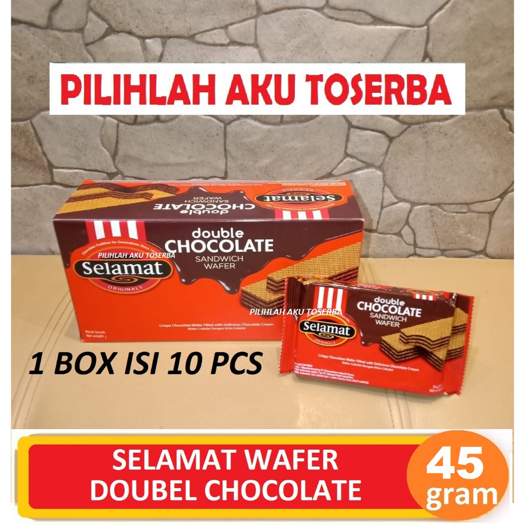 Selamat Wafer DOUBLE CHOCOLATE 45 g - ( HARGA 1 BOX ISI 10 PCS )