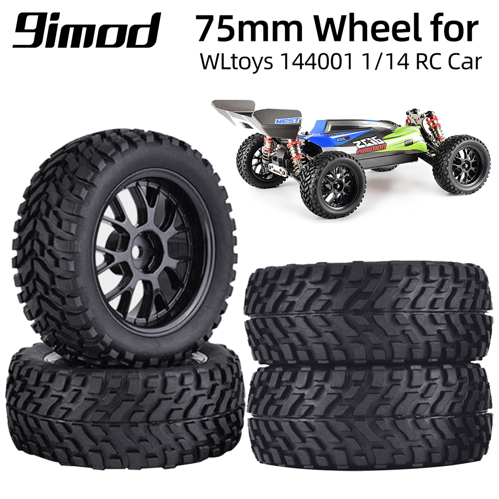 4pcs 1/10 Rubber Tire On Road Wheel 75mm Hex 12mm Rim Truck Tire &amp; Wheel Untuk Traxs Mobil HSP 94123 94122 D4 CS