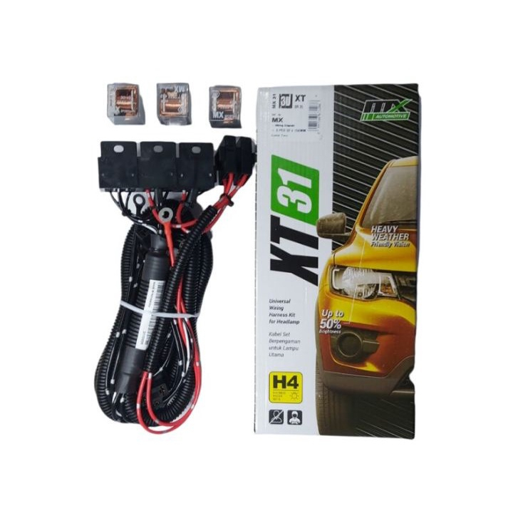 KABEL RELAY SET H4 LAMPU DEPAN HEADLAMP H4 MOBIL 3 RELAY ORIGINAL