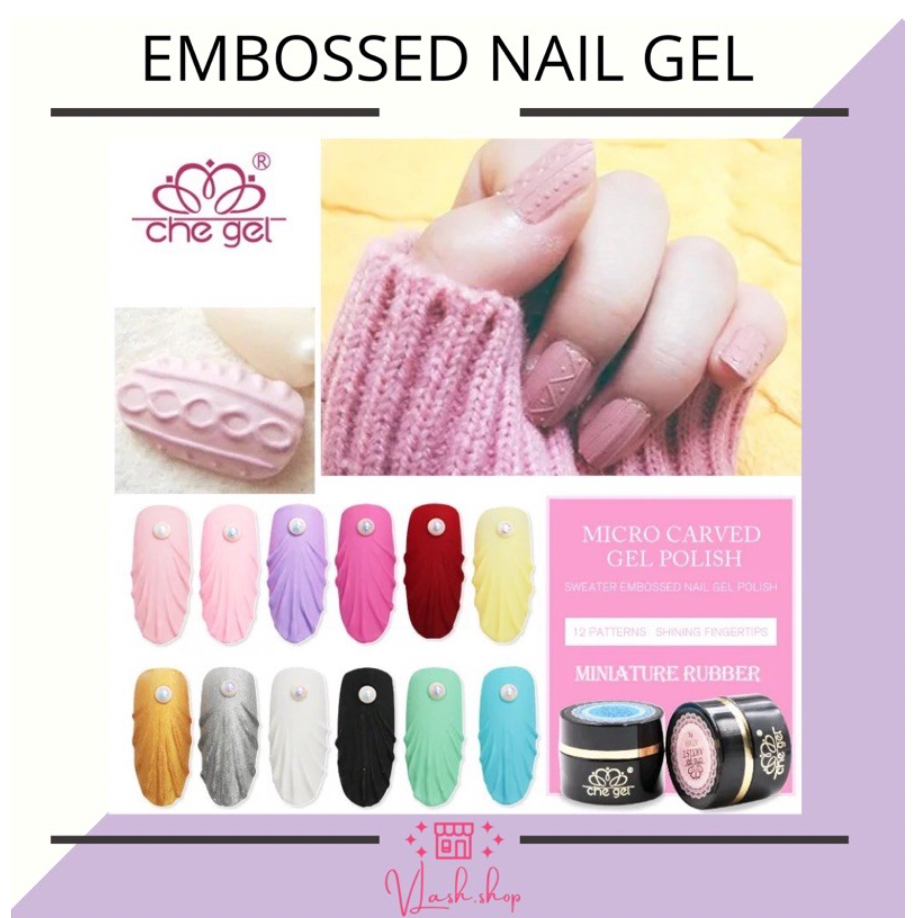 CHE GEL EMBOSSED NAIL GEL - SWEATER NAIL