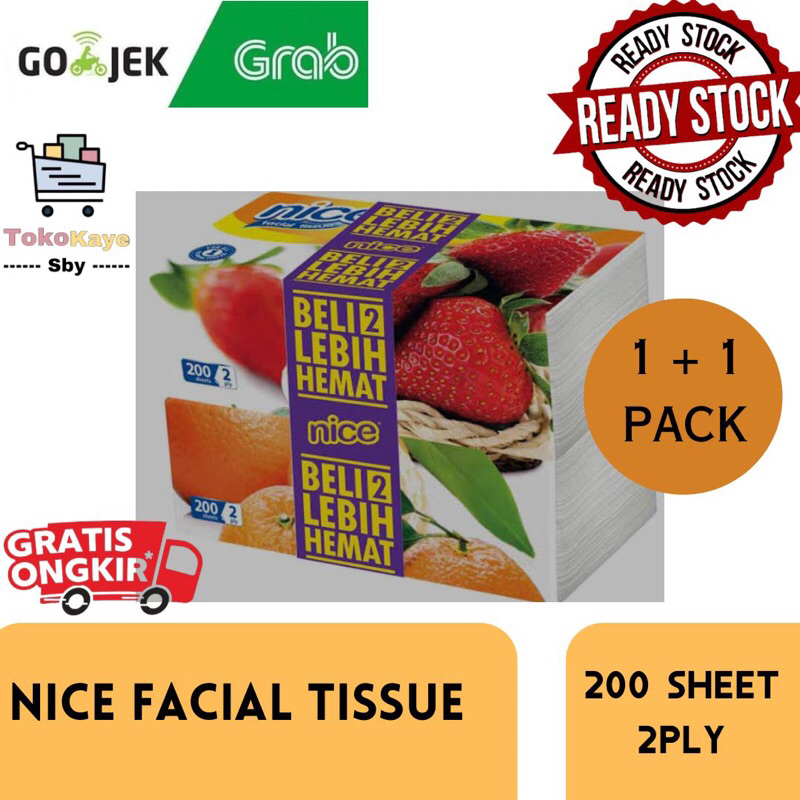 Tissue nice 200 sheet 2 ply buy 1 get 1