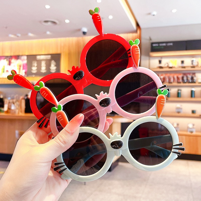 COD❤️Kacamata Hitam Anak Perempuan Lucu Kartun Cewek Cowok Telinga Kelinci Warna-Warni Sunglasses